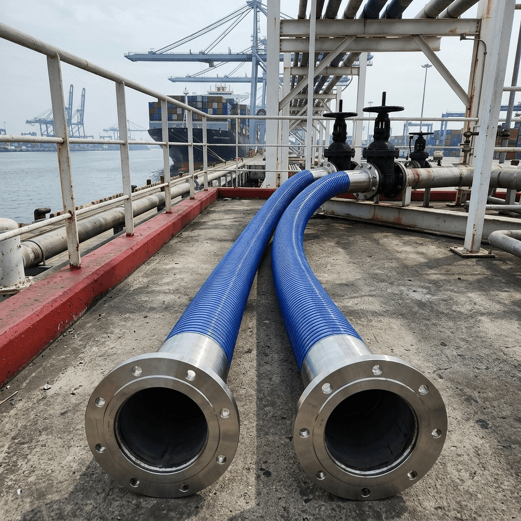 Composite hose installed at port pipeline terminal